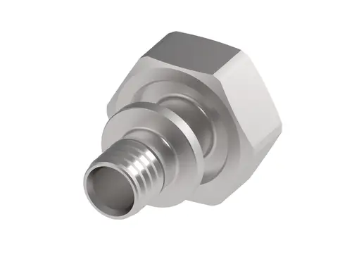 TECE Eurokonusverschraubung mit flexiblen Pressanschluss, metallisch und mit gewindebeschichtetem Ende zur Verbindung von Rohrleitungssystemen.